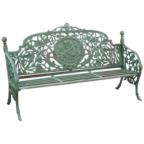 Banc Realisé En Art Nouveau Finition Verte Vieillie L184xpr70xh110 Cm