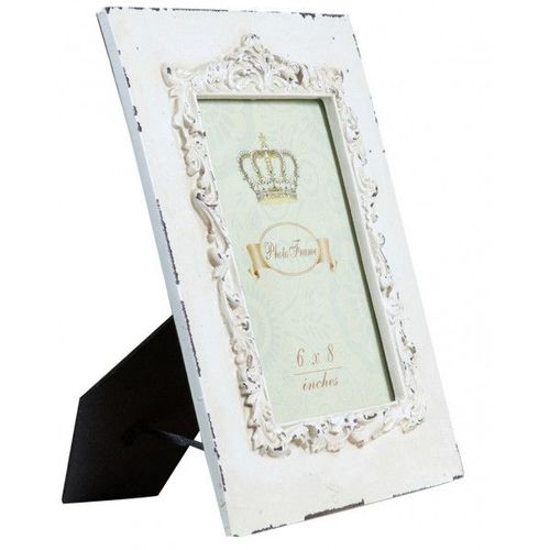 Porte photo en résine d'appui vertical/horizontal en rèsine finition blanche antique L31xPR2xH26 cm