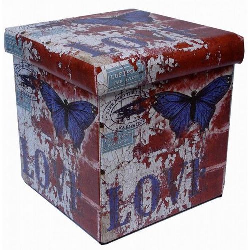 Récipient Refermable Pouf En Cuir Écologique Papillon