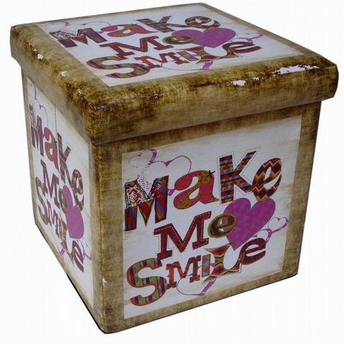 Récipient Refermable Pouf En Cuir Écologique Smile