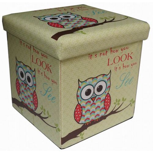 Récipient Refermable Pouf En Cuir Écologique Hibou