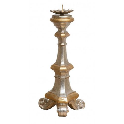 CHANDELIER EN BOIS. FINITIONS : FEUILLE D'ARGENT ET D'OR L19XPR19XH40 CM