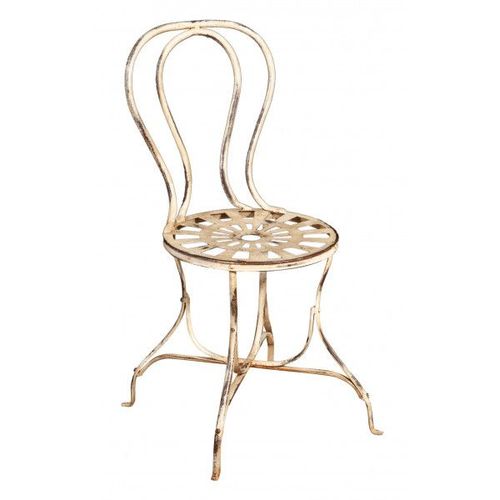 Chaise De Salle À Manger De Jardin D'extérieur En Finition Blanc Antique En Fer Forgé
