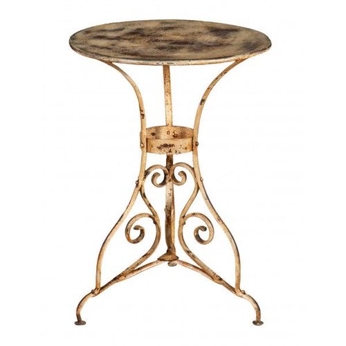 Table Ronde En Finition Crème Antique En Fer Forgé