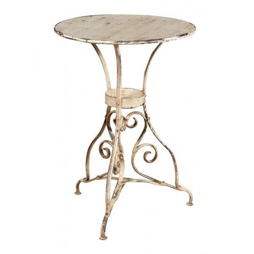Table Ronde En Finition Blanc E Antique En Fer Forgé