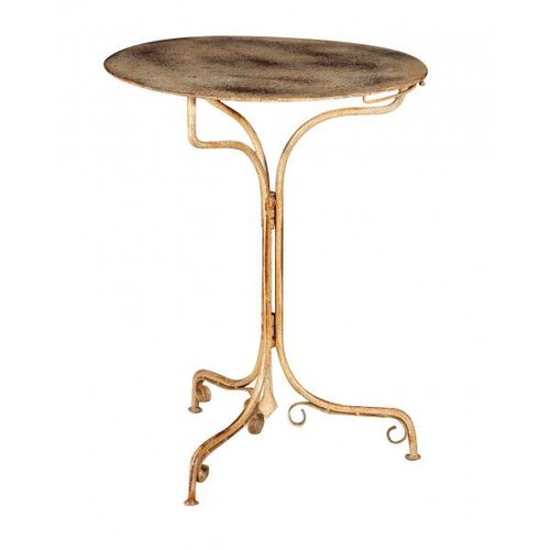 Table Pliante En Finition Crème Antique En Fer Forgé