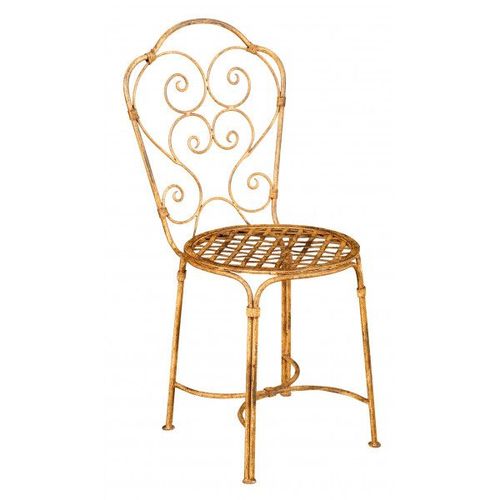 Chaise De Salle À Manger De Jardin D'extérieur En Fer Forgé Avec Finition Crème Antique