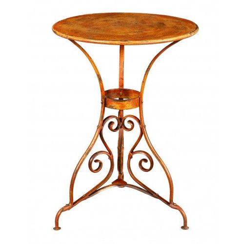 Table En Fer Forgé Avec Finition Rouge Antique