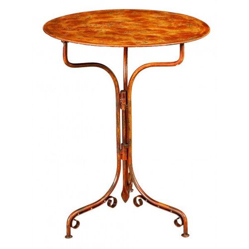 Table En Fer Forgé Avec Finition Rouge Antique