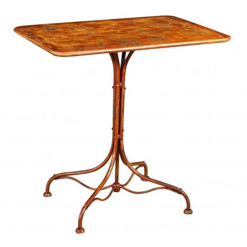Table En Fer Forgé Avec Finition Rouge Antique