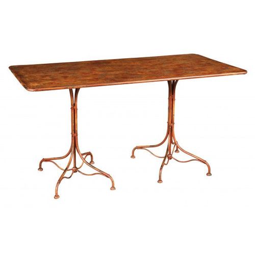 Table En Fer Forgé Avec Finition Rouge Antique