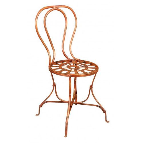 Chaise De Salle À Manger De Jardin D'extérieur En Fer Forgé Finition Rouge Antique