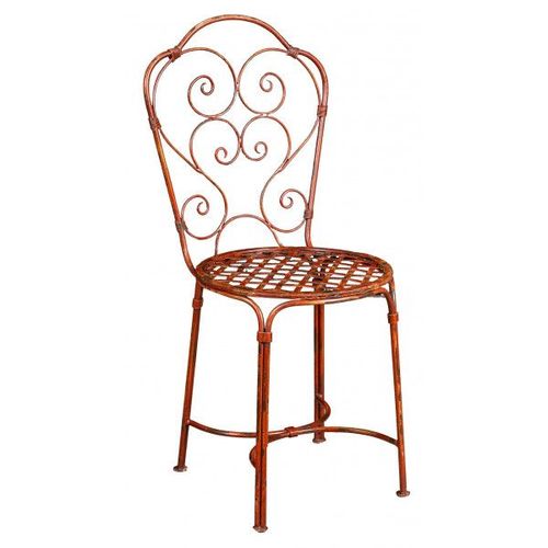 Chaise De Salle À Manger De Jardin D'extérieur En Fer Forgé Avec Finition Rouge Antique
