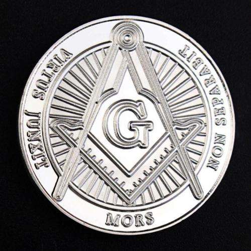 Franc-Maçon Franc-Maçonnerie (Réf 1c) - Pièce Médaille Commémorative Plaquée Argent