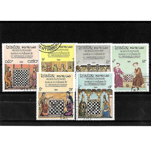 Laos-1984- 60° Anniversaire Échec-Lot De 6 Timbres Oblitérés-Très Bon Etat