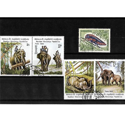 Laos-Lot De 5 Timbres Oblitérés-Très Bon Etat