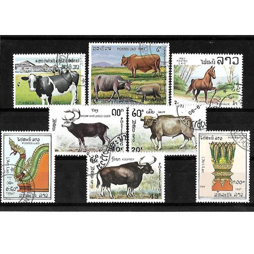 Laos-Lot De 8 Timbres Oblitérés-Très Bon Etat
