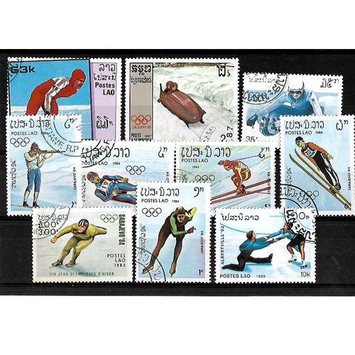 Laos-Jeux Olympiques D'hiver-Lot De 10 Timbres Oblitérés-Très Bon Etat