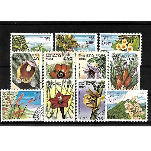 Laos-Flore-Lot De 11 Timbres Oblitérés-Très Bon Etat