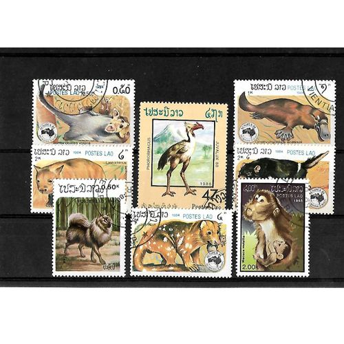 Laos-Faune-Lot De 8 Timbres Oblitérés-Très Bon Etat