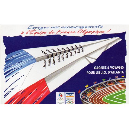 Carte Postale Couleur - 1996 - Theme Evenement - Encouragements A L'equipe De France Olympique -J.O D' Atlanta- Usa 1996 - Editee Par Le Comite National Olympique Et Sportif Francais