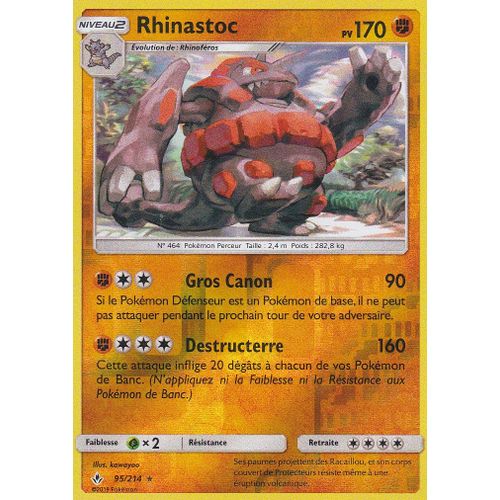 Carte Pokemon - Rhinastoc - 95/214 - Holo-Reverse - Sl10 Alliance Infaillible - Française