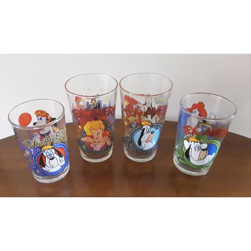 Lot De 4 Verres Tex Avery 2 Tailles Différentes