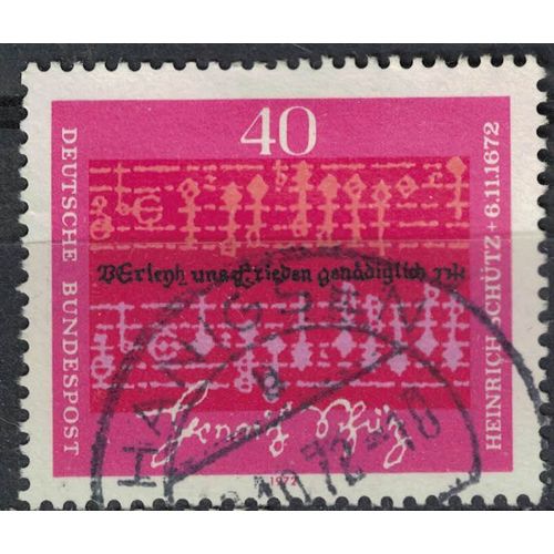 Allemagne 1972 Oblitéré Used Musique Compositeur Heinrich Schütz Partition Musicale Su