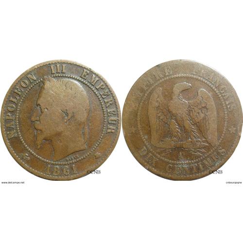 France = Pièce De 10 Centimes Napoléon I I I , Année 1861, Lettre Atelier A.