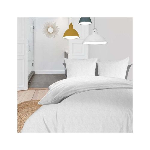 Parure Housse De Couette En Microfibre Lavée 240x220 Cm Boheme Blanc, Par Soleil D'ocre