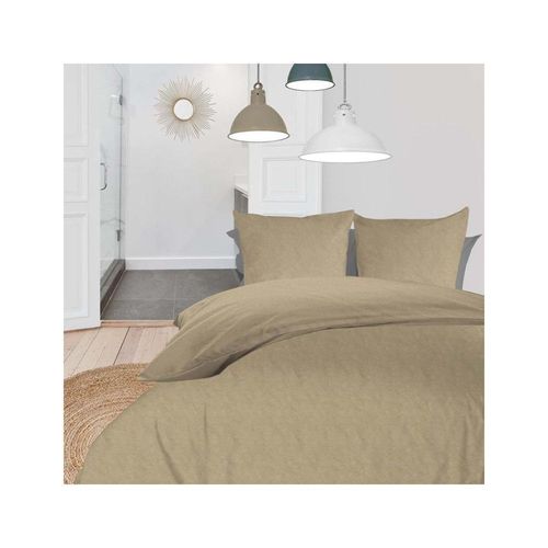Parure Housse De Couette En Microfibre Lavée 260x240 Cm Boheme Lin, Par Soleil D'ocre