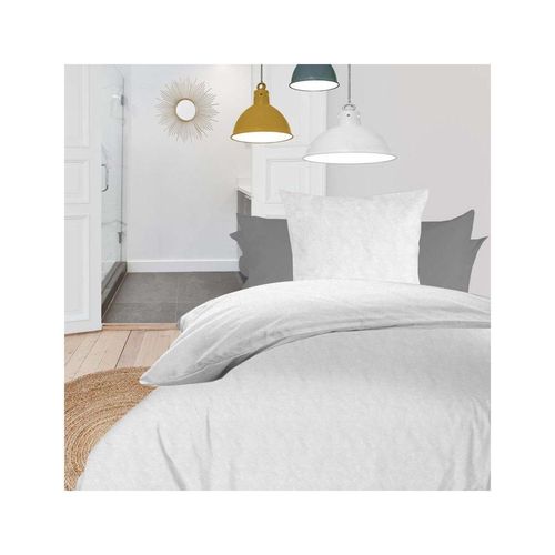 Parure Housse De Couette En Microfibre Lavée 140x200 Cm Boheme Blanc, Par Soleil D'ocre