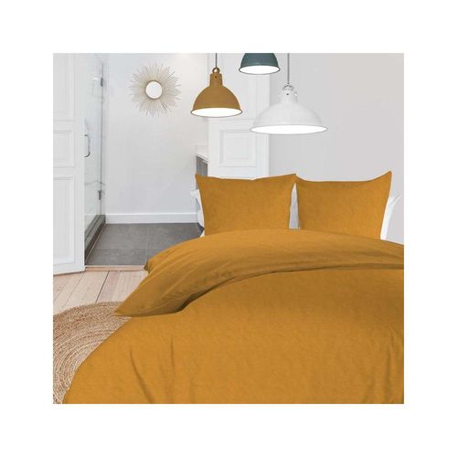 Parure Housse De Couette En Microfibre Lavée 240x220 Cm Boheme Moutarde, Par Soleil D'ocre