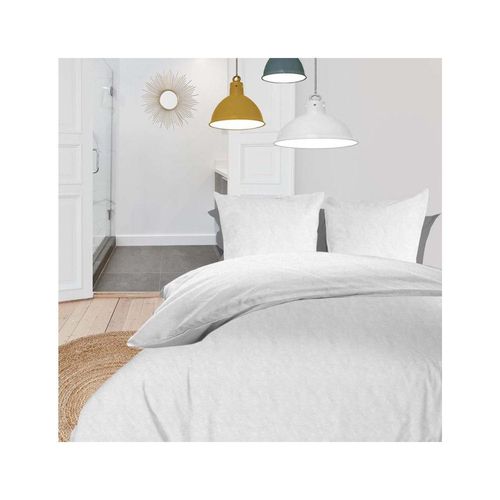 Parure Housse De Couette En Microfibre Lavée 260x240 Cm Boheme Blanc, Par Soleil D'ocre