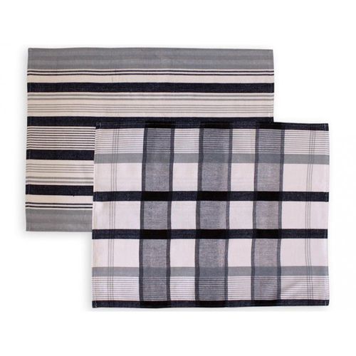 Lot De 2 Torchons En Coton Paella Noir, Jacquard 50x70 Cm