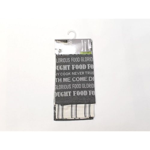 Lot De 2 Torchons En Coton Food Gris, Jacquard 50x70 Cm
