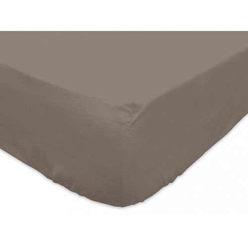 Drap Housse 140x190 Cm En Coton 57 Fils Soleil D'ocre Taupe
