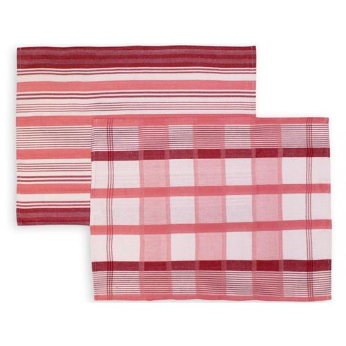 Lot De 2 Torchons En Coton Paella Rose, Jacquard 50x70 Cm