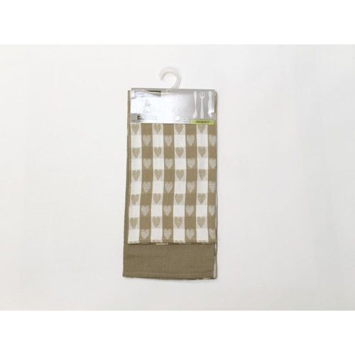 Lot De 2 Torchons En Coton Coeur Taupe, Jacquard 50x70 Cm
