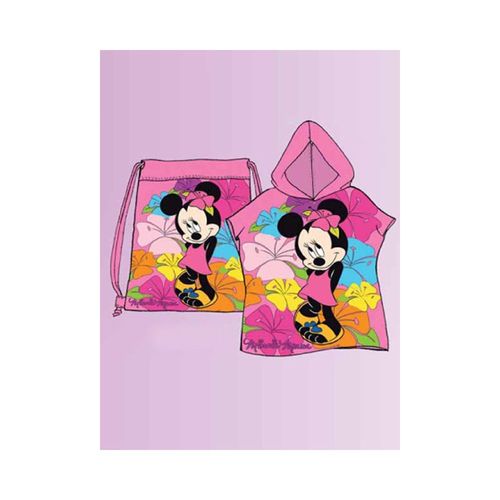 Poncho A Capuche 60x120 Cm + Sac 'minnie' Coton