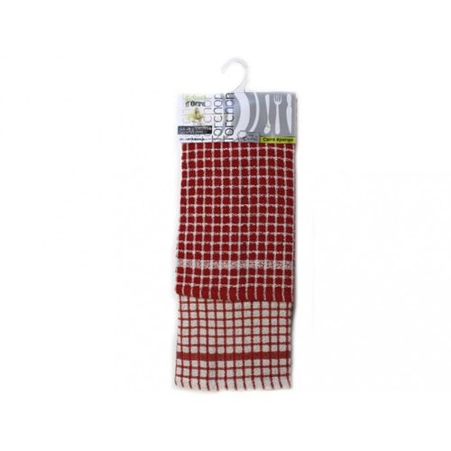 Lot De 2 Torchons Carre Eponge Rouge