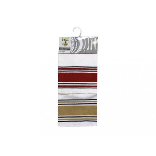 Lot De 2 Torchons Coton Cuisine Rouge Et Beige