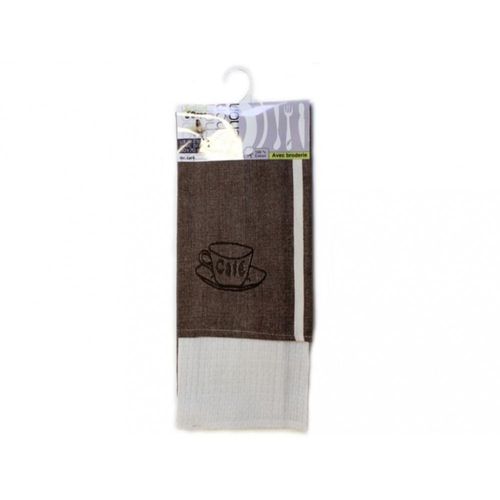 Lot De 2 Torchons Brodés Cafe En Coton
