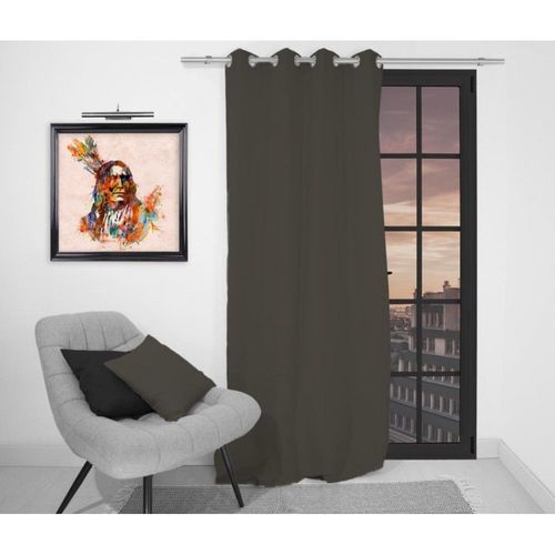 Rideau À Oeillets Pur Coton 135x250 Cm Panama Taupe, Par Soleil D'ocre