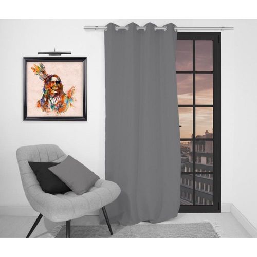 Rideau À Oeillets Pur Coton 135x250 Cm Panama Gris Clair, Par Soleil D'ocre