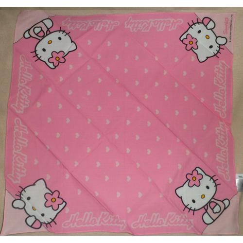 Bandana Foulard Carré Fichu En Coton Coeur Rose Hello Kitty Sanrio