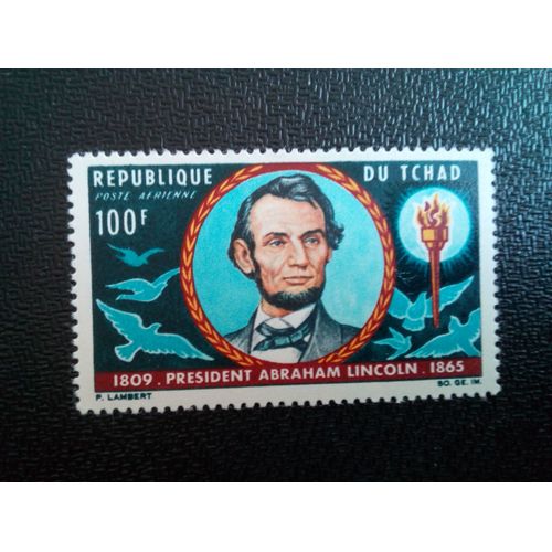 Timbre Tchad Yt Pa 25 Centenaire De La Mort D'abraham Lincoln 1965 ( 090304 )