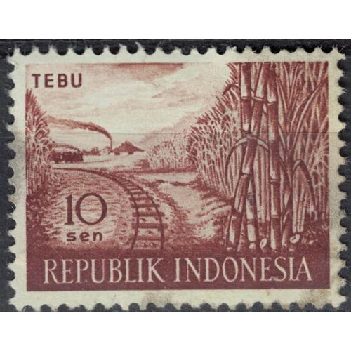 Indonésie 1960 Oblitéré Used Plantation Canne À Sucre Saccharum Officinarum Chemin De Fer Su