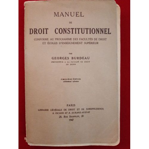 Manuel De Droit Constitutionnel - 5ème Édition Entièrement Refondue