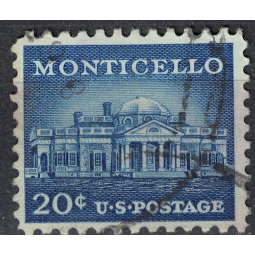 Etats Unis 1956 Oblitéré Used Monticello Maison Thomas Jefferson Charlottesville Virginie Su